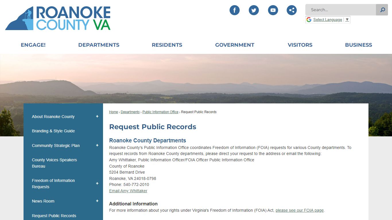 Request Public Records | Roanoke County, VA - Official Website