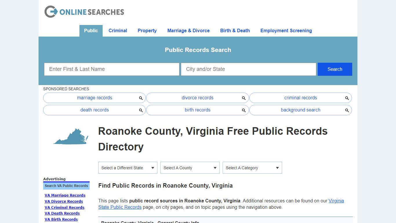 Roanoke County, Virginia Public Records Directory