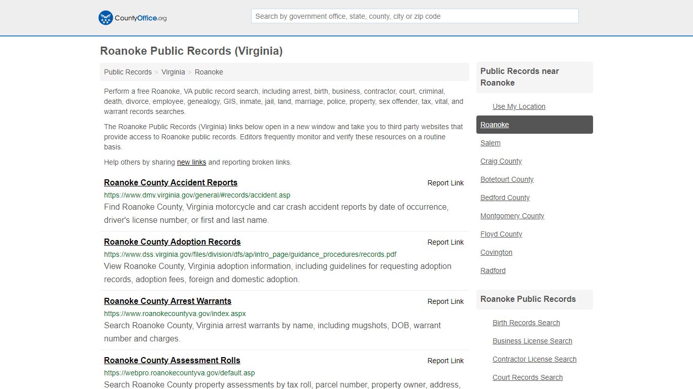 Public Records - Roanoke, VA (Business, Criminal, GIS ...