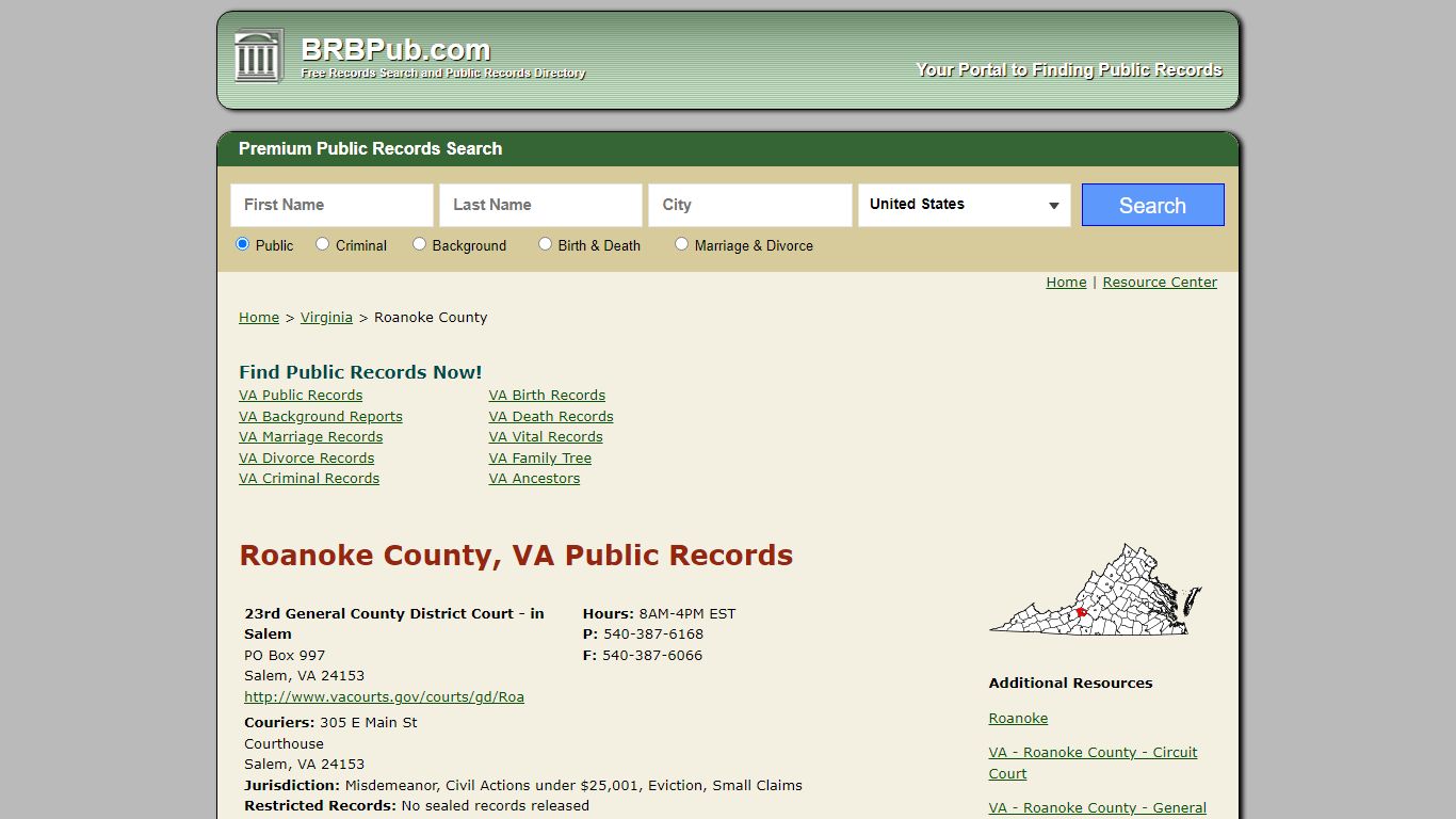 Roanoke County Public Records | Search Virginia Government ...